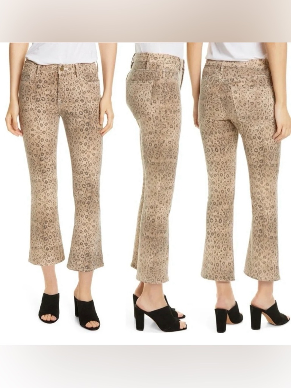 FRAME Le Mini Boot Cropped Leopard Print Jeans High Rise Size 24